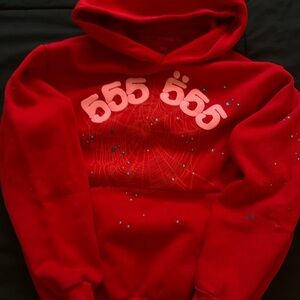 Spencer's Red Graphic Hoodie with Pink Accents